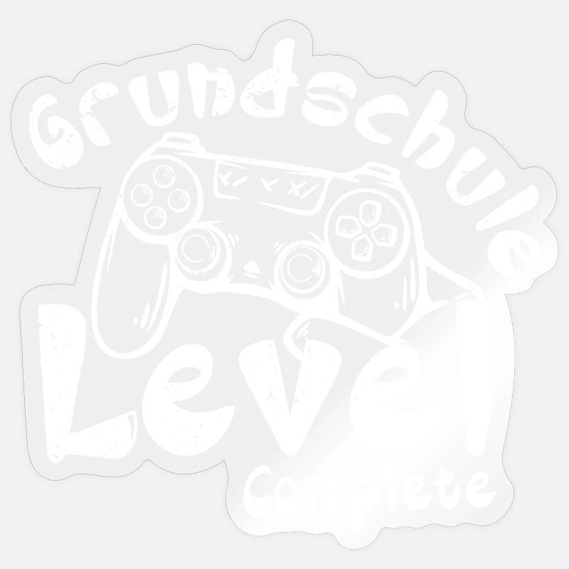 Grundschule Level Complete - Sticker Größe S (10 x 10 cm) - Transparent glänzend