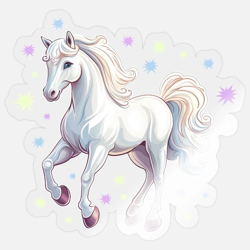 Pferd mit Sternen - Sticker Größe S (10 x 10 cm) - Transparent glänzend