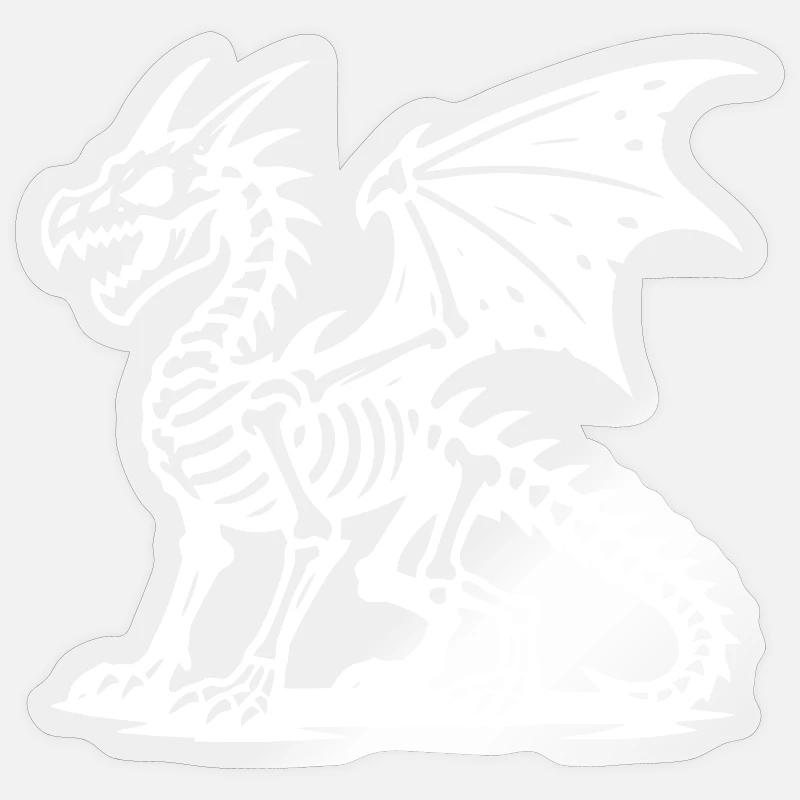 Mythical Dragon Skeleton Retro Design - Sticker size S (10 x 10 cm) - transparent glossy