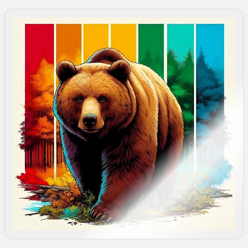 ours - Sticker taille S (10 x 10 cm) - brillant transparent