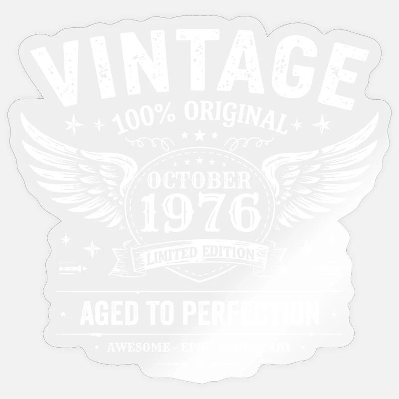 Octobre 1976 | Cadeau d'anniversaire octobre 1976 - Sticker taille S (10 x 10 cm) - brillant transparent