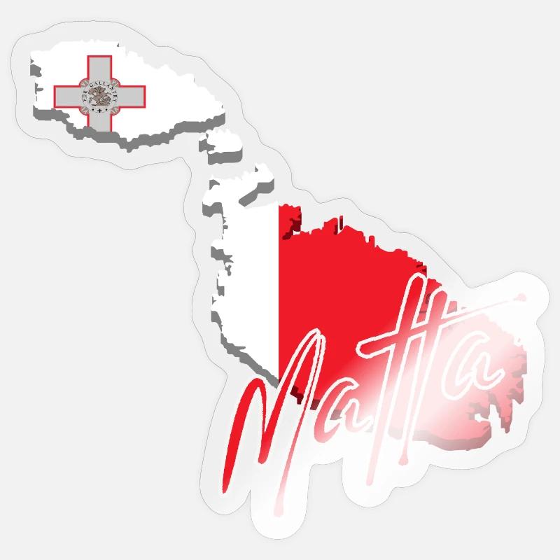 Drapeau de Malte, carte de Malte Sticker taille S (10 x 10 cm)