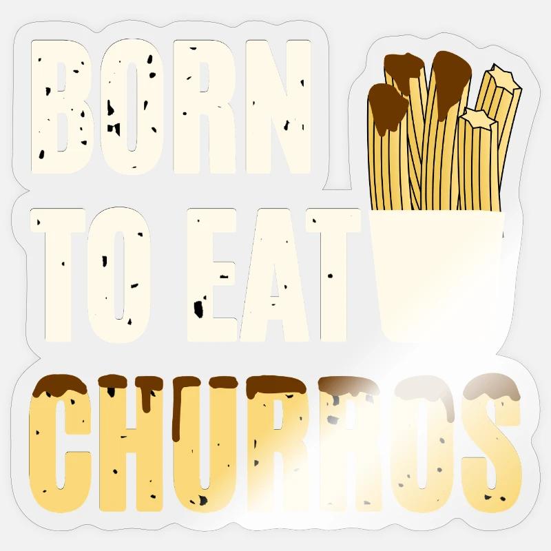 Né pour manger des churros - Sticker taille S (10 x 10 cm) - brillant transparent