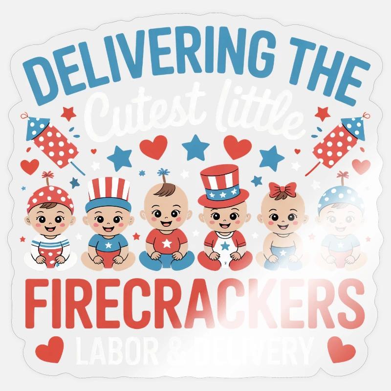  Labor & Delivery Firecrackers Independence Day - Sticker Größe S (10 x 10 cm) - Transparent glänzend