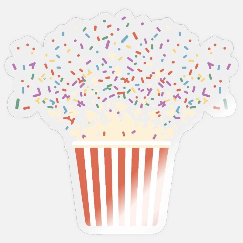 Explosion de pop-corn coloré avec des pépites pour Sticker taille S (10 x 10 cm)