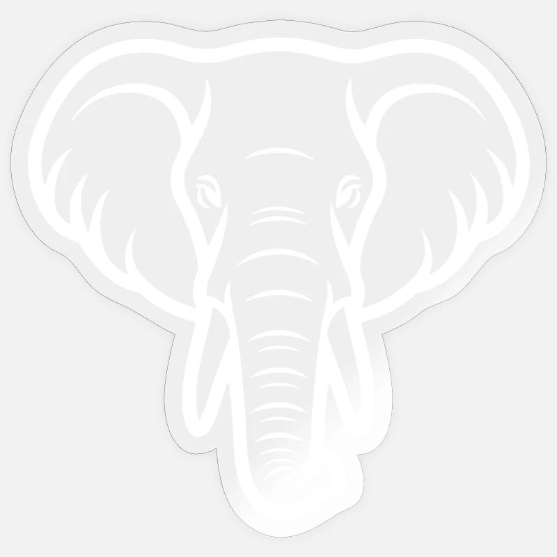 Elefant Kopf - Sticker Größe S (10 x 10 cm) - Transparent glänzend