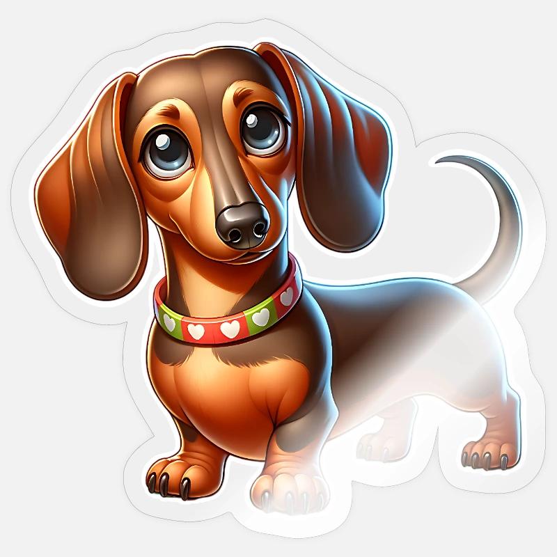 Teckel - Sticker taille S (10 x 10 cm) - brillant transparent