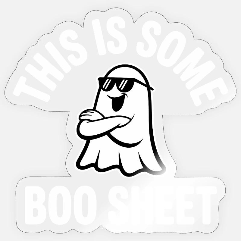 Boo Sheet Ghost mit Sonnenbrille - Sticker Größe S (10 x 10 cm) - Transparent glänzend