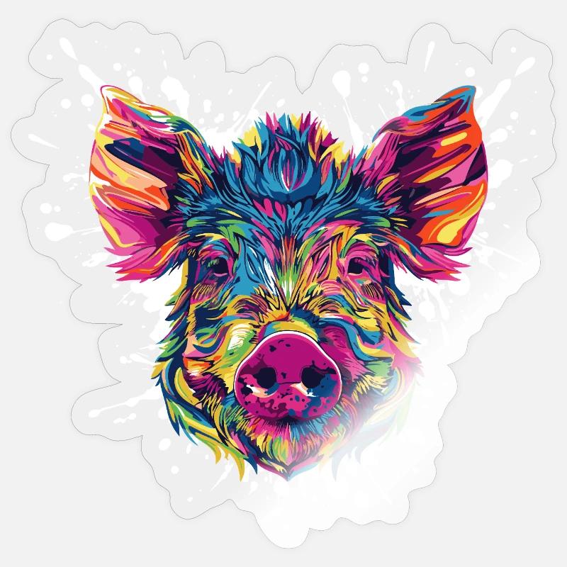 Colour explosion pig's head Sticker size S (10 x 10 cm)