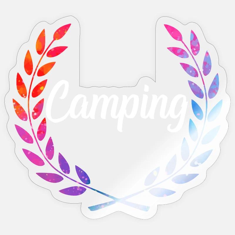 Camping Farblaurel Script - Sticker Größe S (10 x 10 cm) - Transparent glänzend