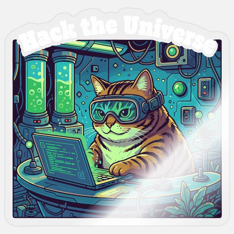 Hacker cat in the universe Sticker size S (10 x 10 cm)
