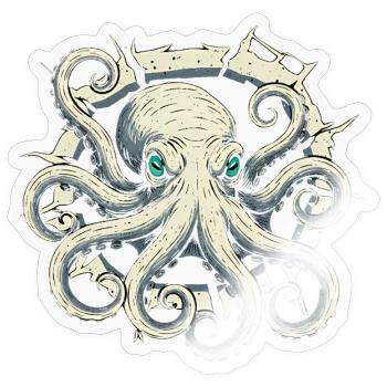 Octopus peeking out of crack - octopus tentacle - Sticker size S (10 x 10 cm) - transparent glossy - Front