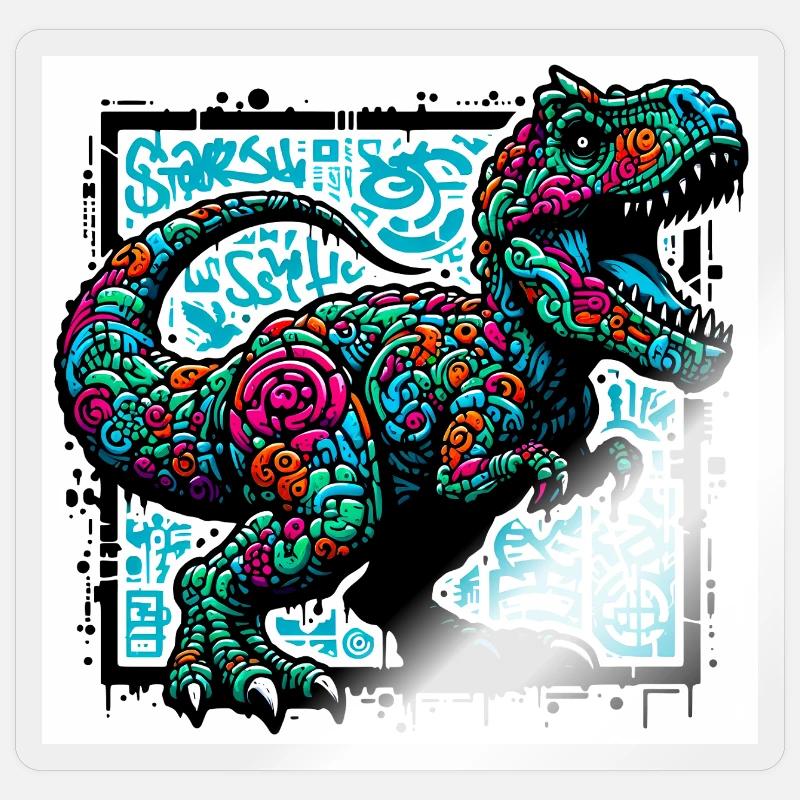 Dinosaurier - Sticker Größe S (10 x 10 cm) - Transparent glänzend