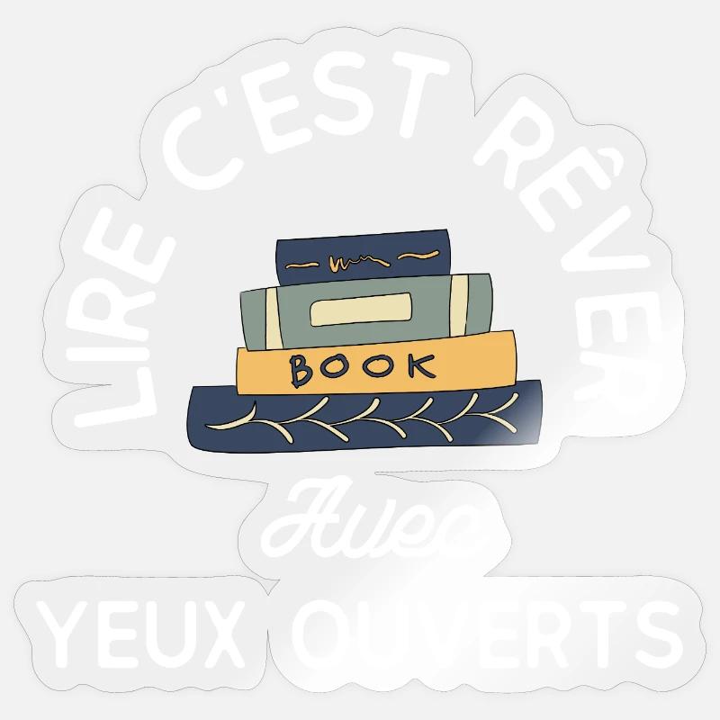 Reading is dreaming: stack of books - Sticker size S (10 x 10 cm) - transparent glossy