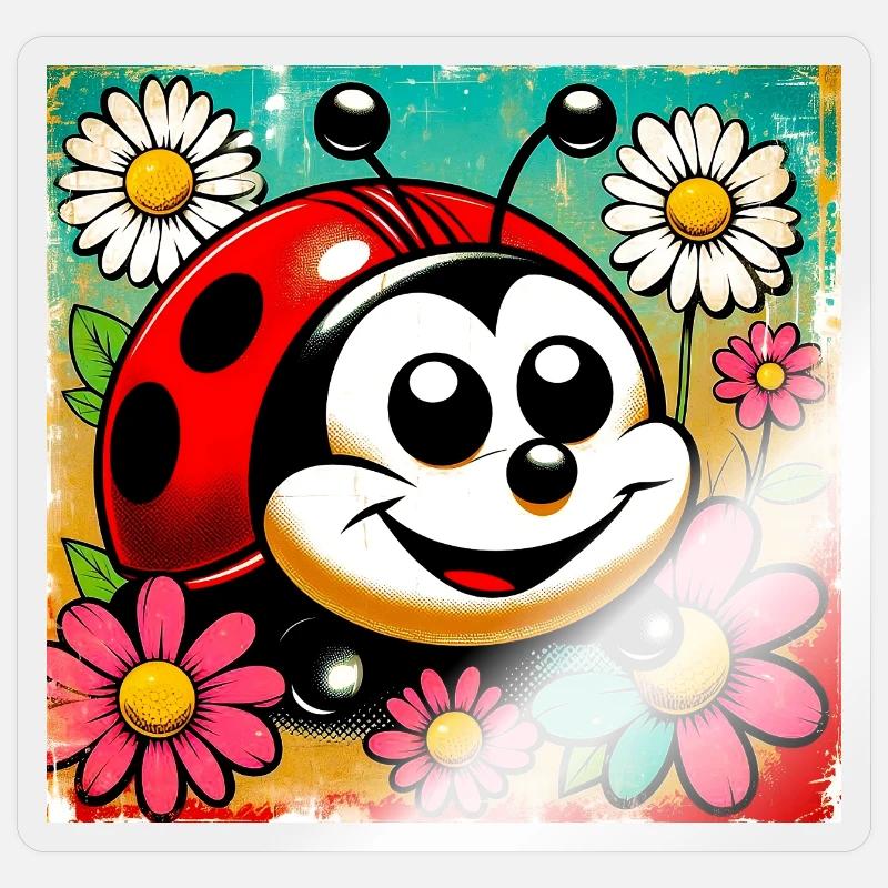 coccinelle - Sticker taille S (10 x 10 cm) - brillant transparent