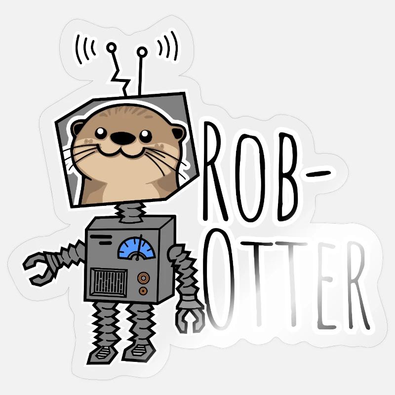Rob-Otter - Half Otter, Half Robot Pun! Sticker size S (10 x 10 cm)
