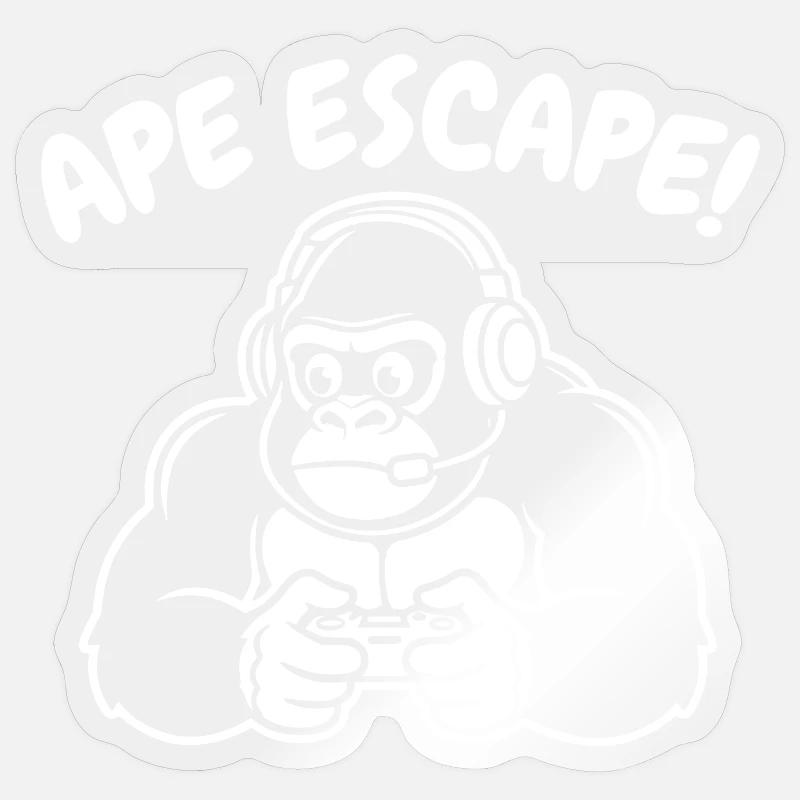 Affe-Gamer mit Headset Controller Sticker Größe S (10 x 10 cm)