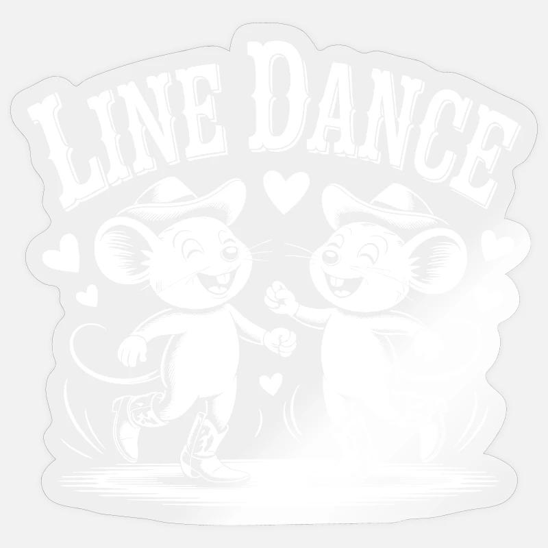 Line Dance Mäuse Illustration - Sticker Größe S (10 x 10 cm) - Transparent glänzend