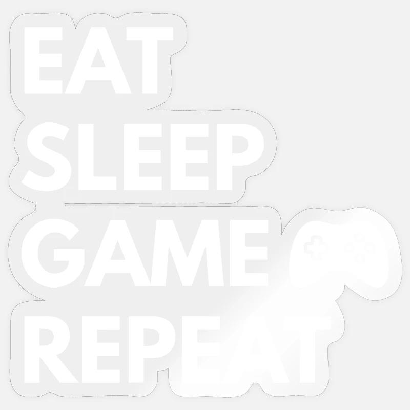 Répéter le jeu Eat Sleep – Devise du jeu Sticker taille S (10 x 10 cm)