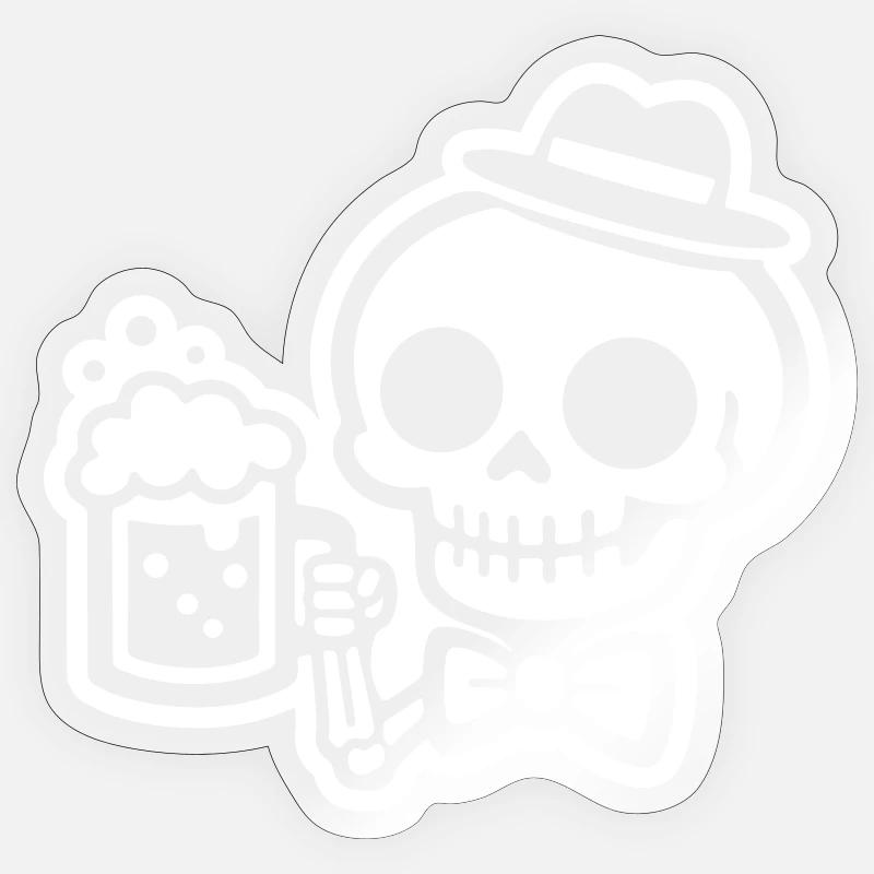 Bière Skeleton - Sticker taille S (10 x 10 cm) - brillant transparent