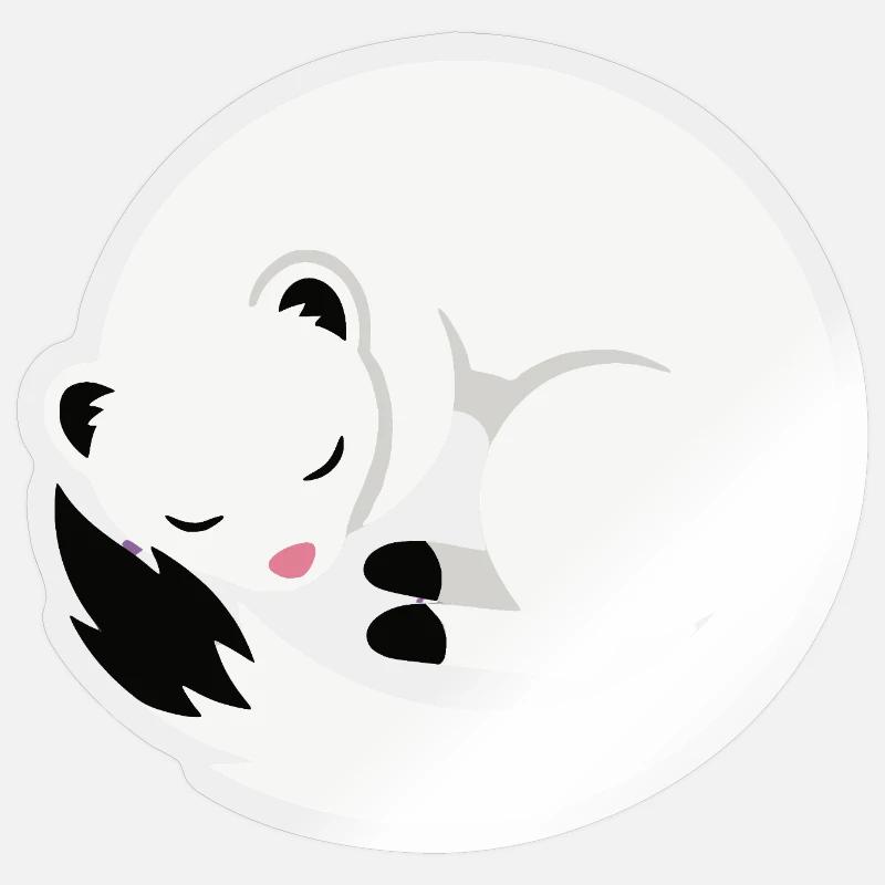 Cute sleeping ermine minimalist style Sticker size S (10 x 10 cm)