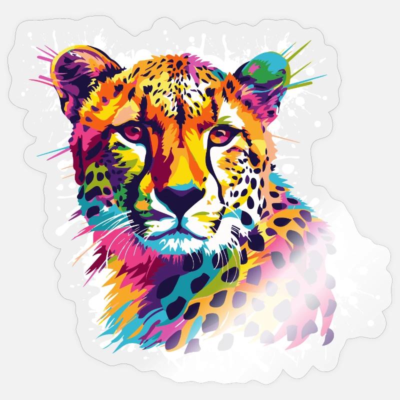 Cheetah Leopard Graffiti - Sticker size S (10 x 10 cm) - transparent glossy