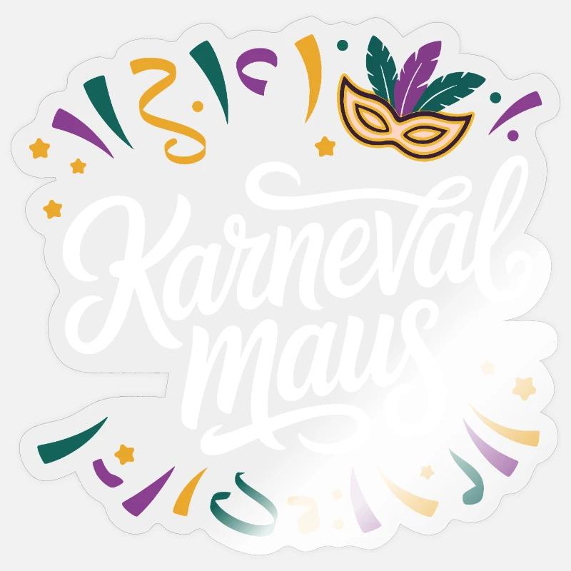 Souris de carnaval - Sticker taille S (10 x 10 cm) - brillant transparent