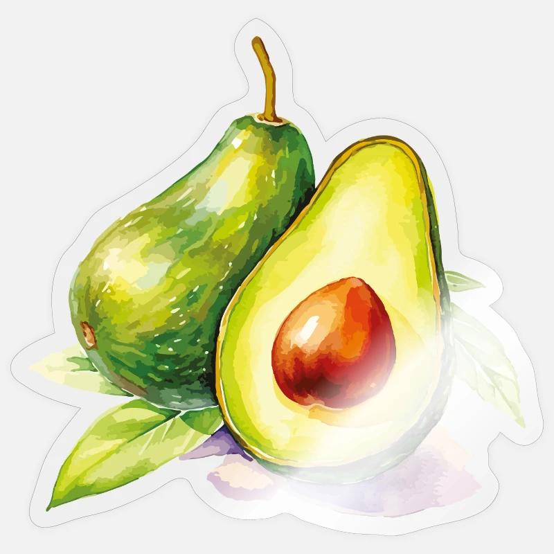 Fraîcheur de l’avocat aquarelle - Sticker taille S (10 x 10 cm) - brillant transparent