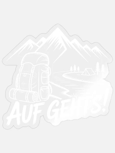 Auf Geht's Bergabenteuer Zeltabenteuer - Sticker Größe S (10 x 10 cm) - Transparent glänzend