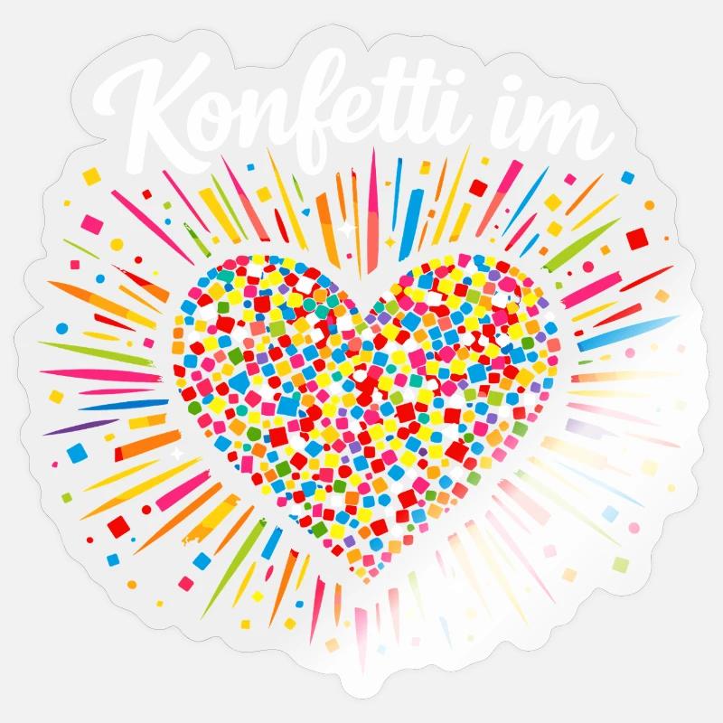Konfetti Im Herzen Karneval Geschenk - Sticker Größe S (10 x 10 cm) - Transparent glänzend