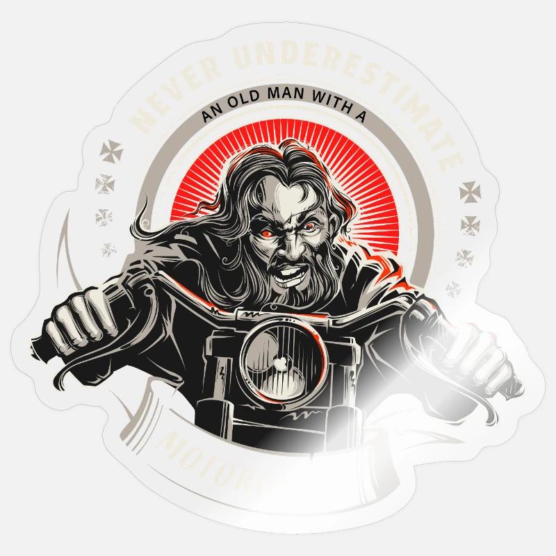Never underestimate an old man ... Sticker size S (10 x 10 cm)