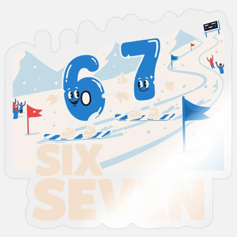 67 Snowboarding Six Seven Meme - Sticker Größe S (10 x 10 cm) - Transparent glänzend