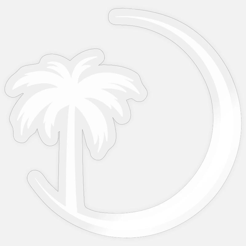 Palm tree in circle silhouette - Sticker size S (10 x 10 cm) - transparent glossy