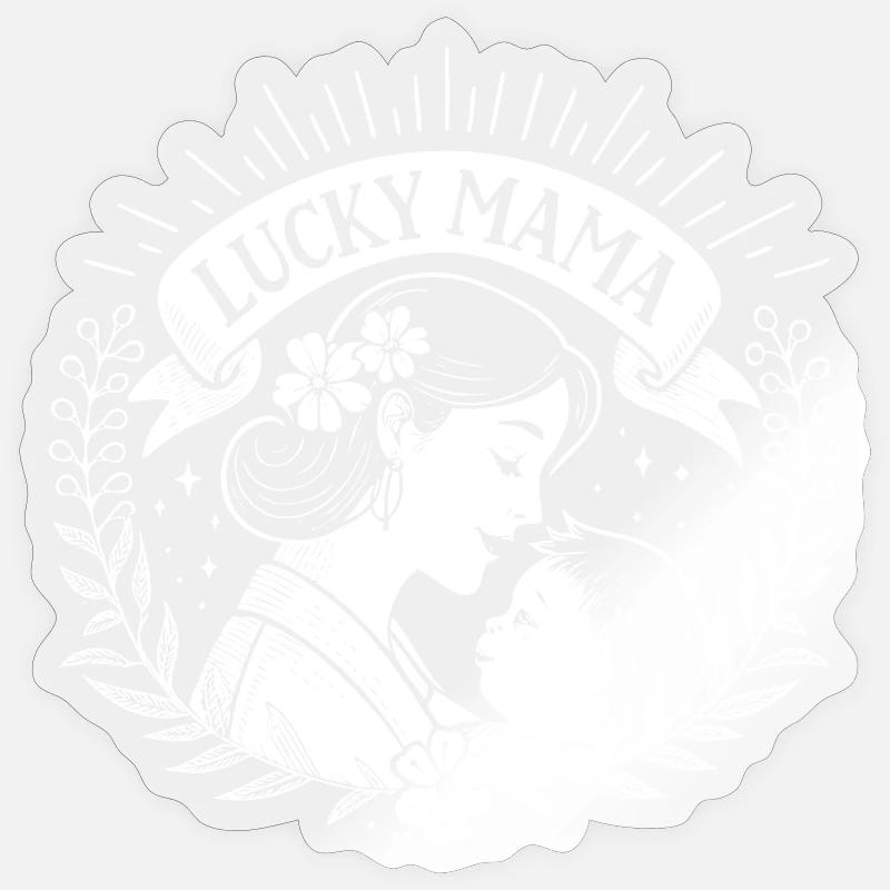 Lucky mama avec bébé - Sticker taille S (10 x 10 cm) - brillant transparent