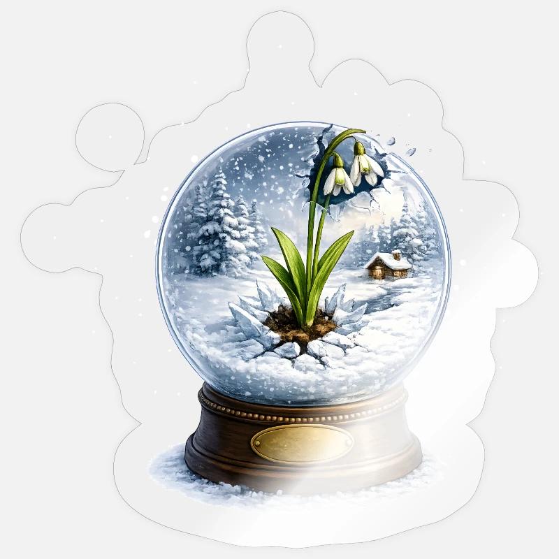 Snowdrop blasts snow globe Sticker size S (10 x 10 cm)