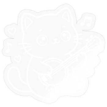 Banjo Kawaii Katze - Sticker Größe S (10 x 10 cm) - Transparent glänzend - Vorne