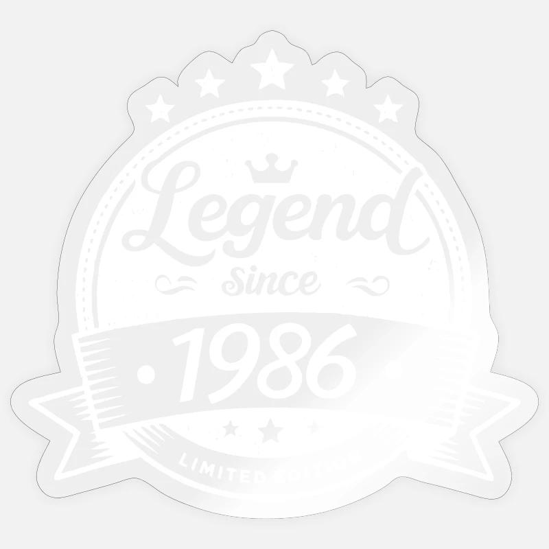 Legend since 1986, white - Sticker size S (10 x 10 cm) - transparent glossy