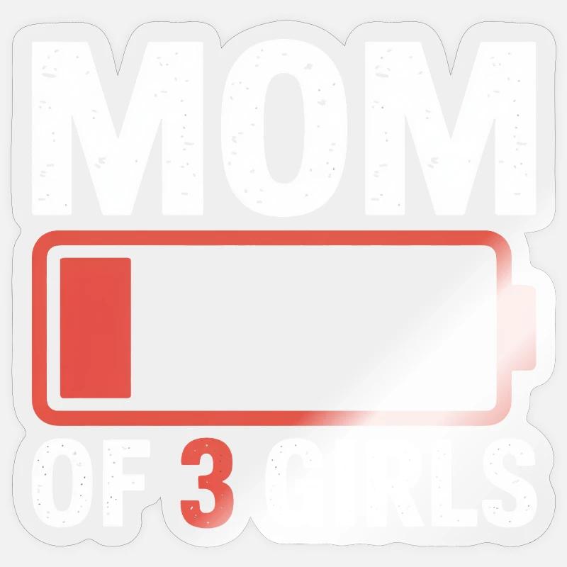 Mama von 3 Mädchen Batterie-Logo - Sticker Größe S (10 x 10 cm) - Transparent glänzend