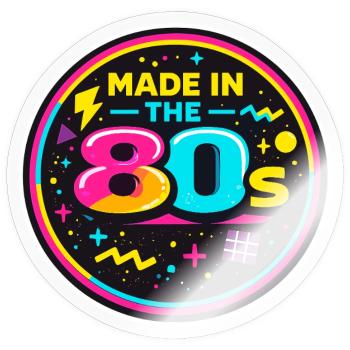80s Neon Nostalgia Sticker - Sticker size S (10 x 10 cm) - transparent glossy - Front