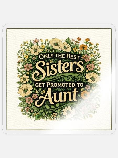 Schwestern werden zur Tante befördert - Sticker Größe S (10 x 10 cm) - Transparent glänzend