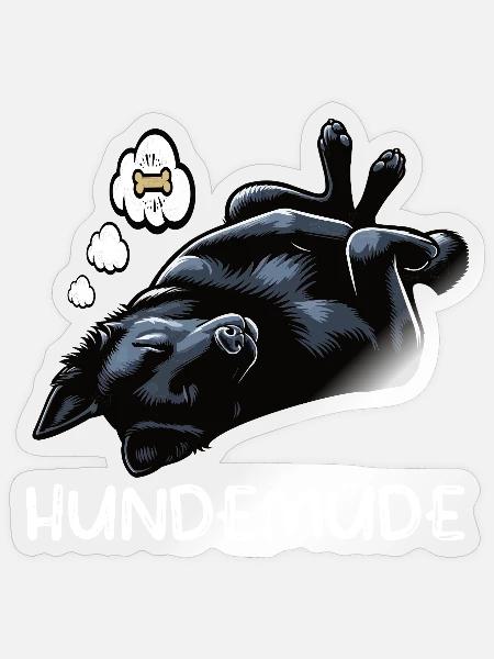 Hundemüde Schwarzer Schäferhund Schäferhundhalter - Sticker Größe S (10 x 10 cm) - Transparent glänzend