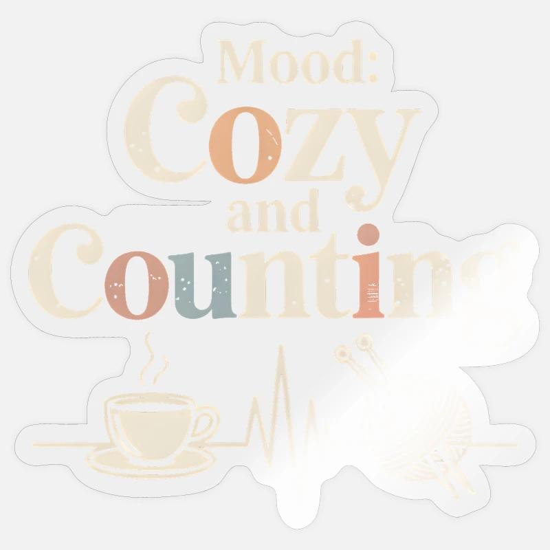 Gemütlich zählen | Stricken Kaffee Wolle - Sticker Größe S (10 x 10 cm) - Transparent glänzend