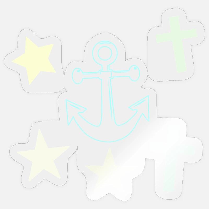 Chalk Nayik : Anchor Stars - Sticker taille S (10 x 10 cm) - brillant transparent
