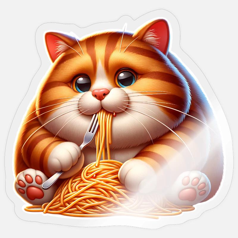 Cat Pasta - Sticker size S (10 x 10 cm) - transparent glossy
