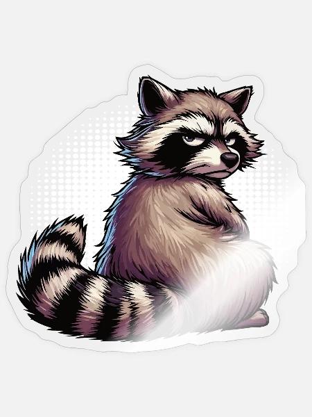 Waschbär Waschbären Waldtier lustiger Waschbär - Sticker Größe S (10 x 10 cm) - Transparent glänzend