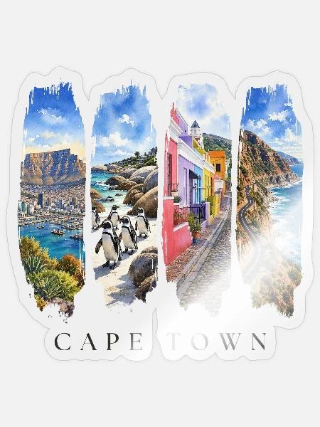Kapstadt Urlaub Travel – Südafrika Stadt Motiv - Sticker Größe S (10 x 10 cm) - Transparent glänzend