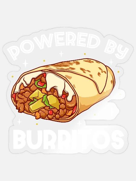 Powered by Burritos - Sticker Größe S (10 x 10 cm) - Transparent glänzend