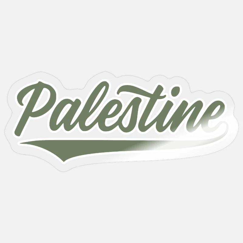 Palestine style baseball vert olive-blanc - Sticker taille S (10 x 10 cm) - brillant transparent