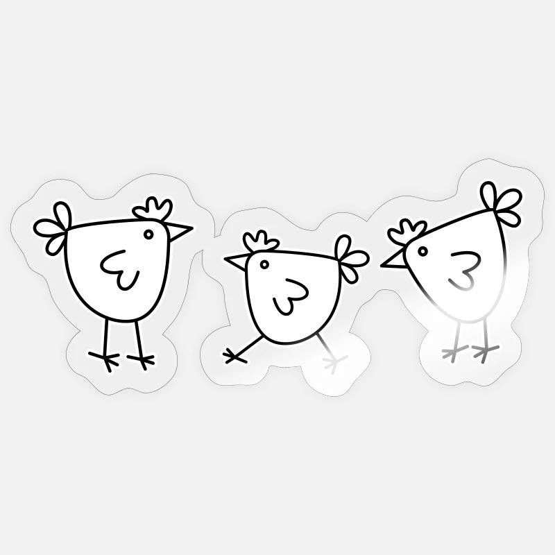 3 chickens hens feathered cattle - Sticker size S (10 x 10 cm) - transparent glossy
