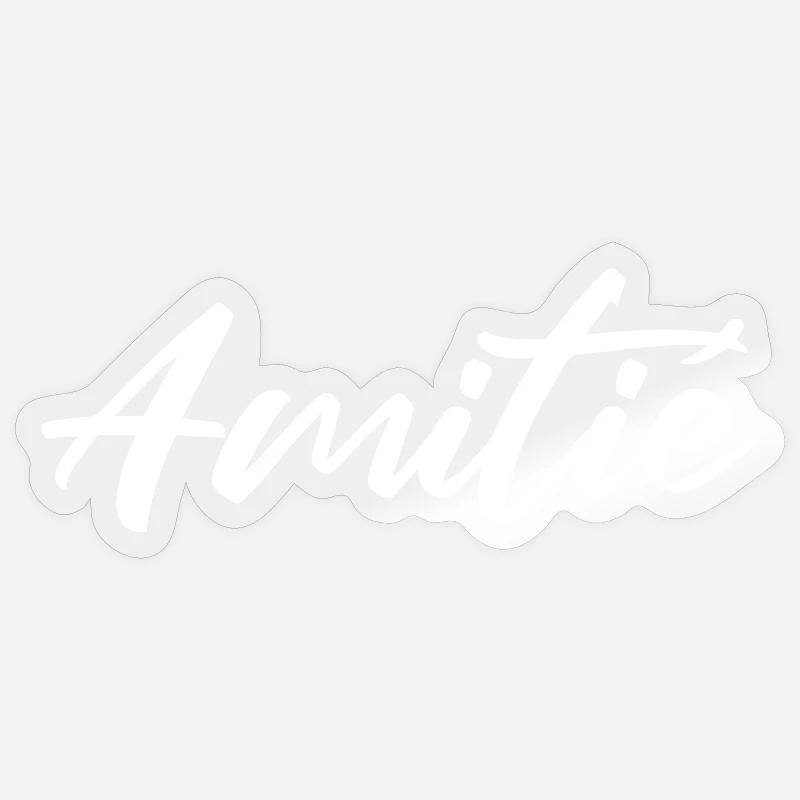 Amitie Script Élégante - Sticker taille S (10 x 10 cm) - brillant transparent